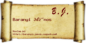 Baranyi János névjegykártya