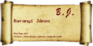 Baranyi János névjegykártya